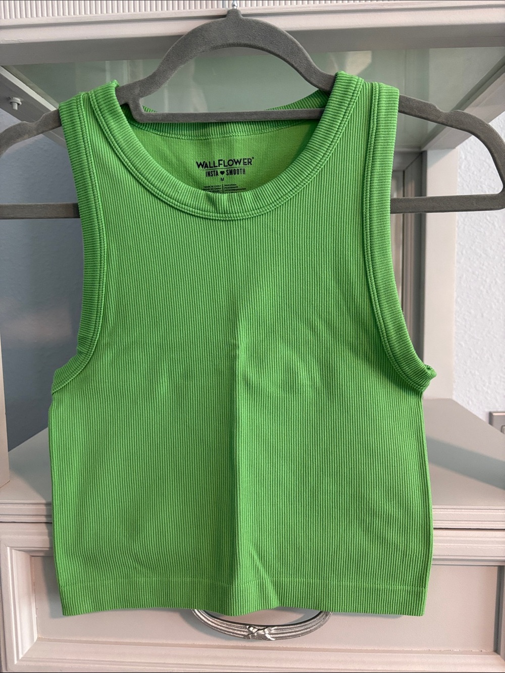 Wallflower Lime Green Ribbed Crop Tank